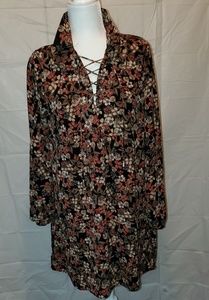 ETHEREAL BY PAPER CRANE floral laceup collar dress